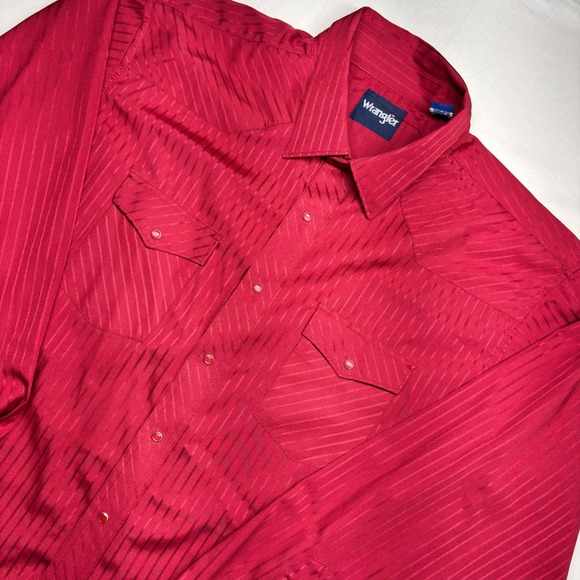 Wrangler Other - Wrangler Mens Red Tonal Stripe Western Snap Shirt 2XLT 1075740WN Long Sleeve